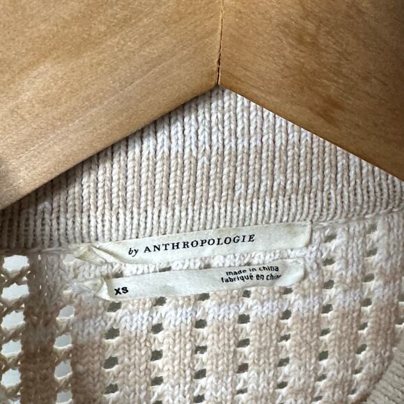 ANTHROPOLOGIE Two Pocket Sweater Coat Cream Ivory Tan Sz XS {PP30} - Picture 6 of 7